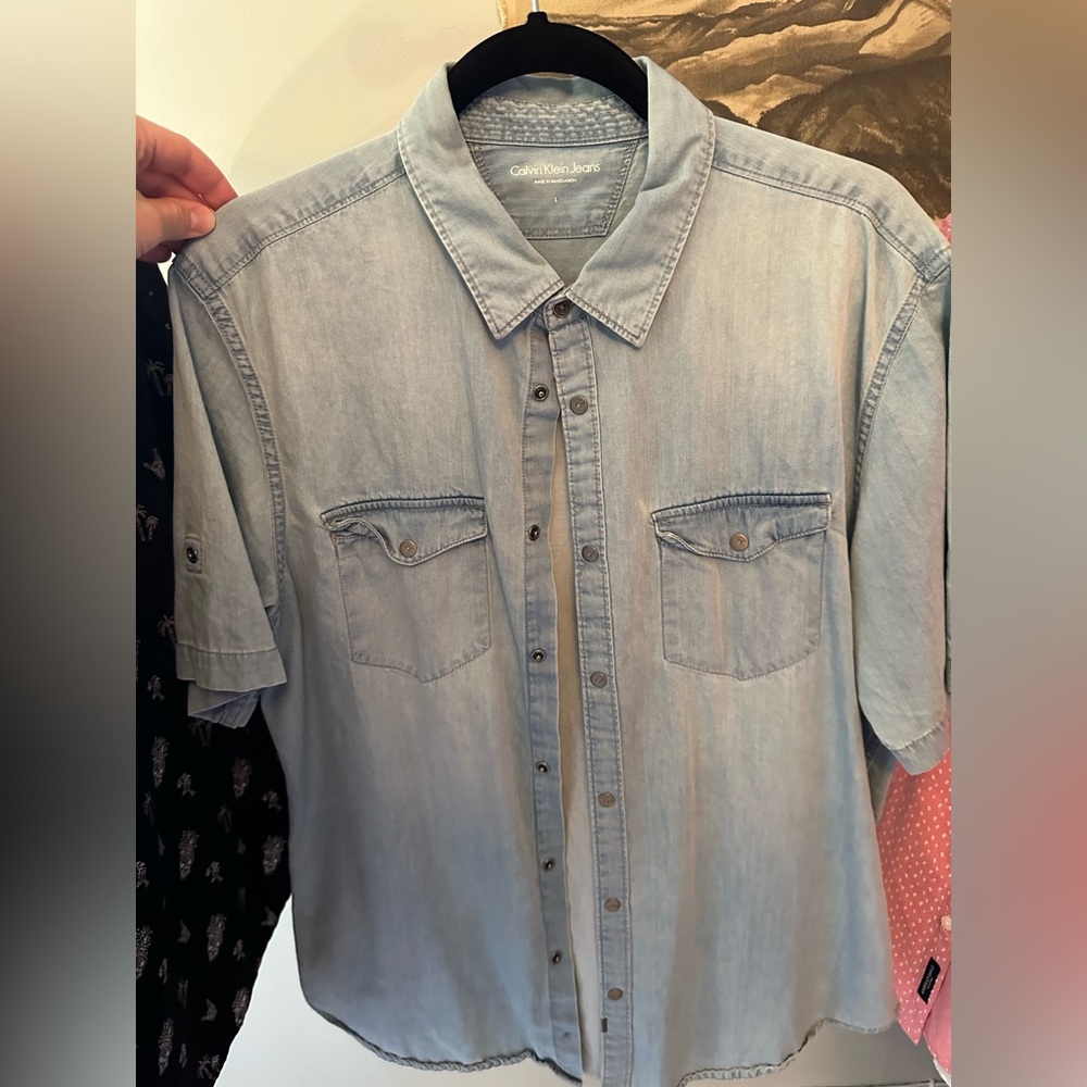 Mens Calvin Klein denim dress shirt